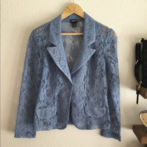 Fredericks of Hollywood cropped blue lace blazer